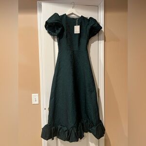 Sister Jane Teal and Black Dress with Elegant Floral Accents